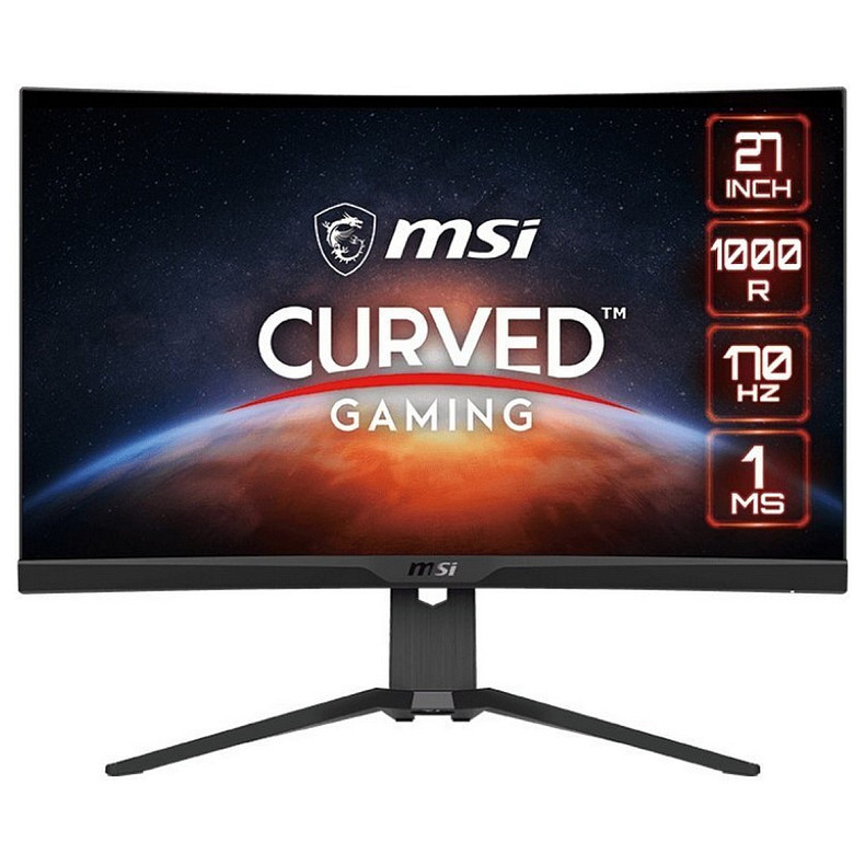 Монітор MSI 27" G272CQP, 2xHDMI, DP, Audio, VA, 2560x1440, 170Hz, 1ms, sRGB 113%, CURVED, AdaptiveSy