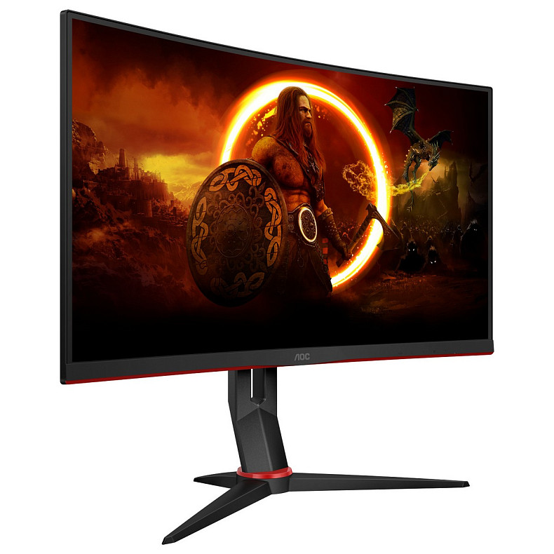 Монітор 27" AOC C27G2Z3/BK, VA, 280Гц, 0,5ms, вигнутий, HDMIx2, DP, HAS, чорний з червоним