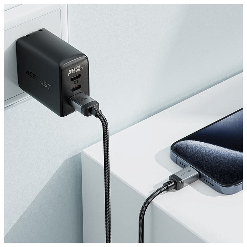Кабель USB 2.0 AM-Type-CM, 1.2 м, 3.0A, алюминиевый Alloy Black, C20-04 Acefast