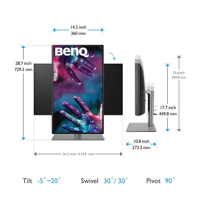 TFT 27" BenQ PD2725U, IPS, 4K UHD, DHDR400, 2xHDMI, DP, 2xThunderbolt 3 (USB-C), USB-hub, HAS, кол.