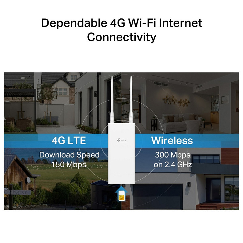 Зовнішній маршрутизатор TP-LINK TL-MR100 N300, 4G/LTE, 1xFE LAN/WAN
