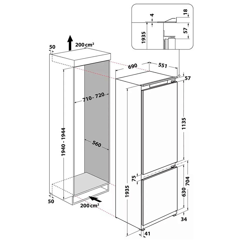 Вбудований холодильник Whirlpool WH SP70 T121