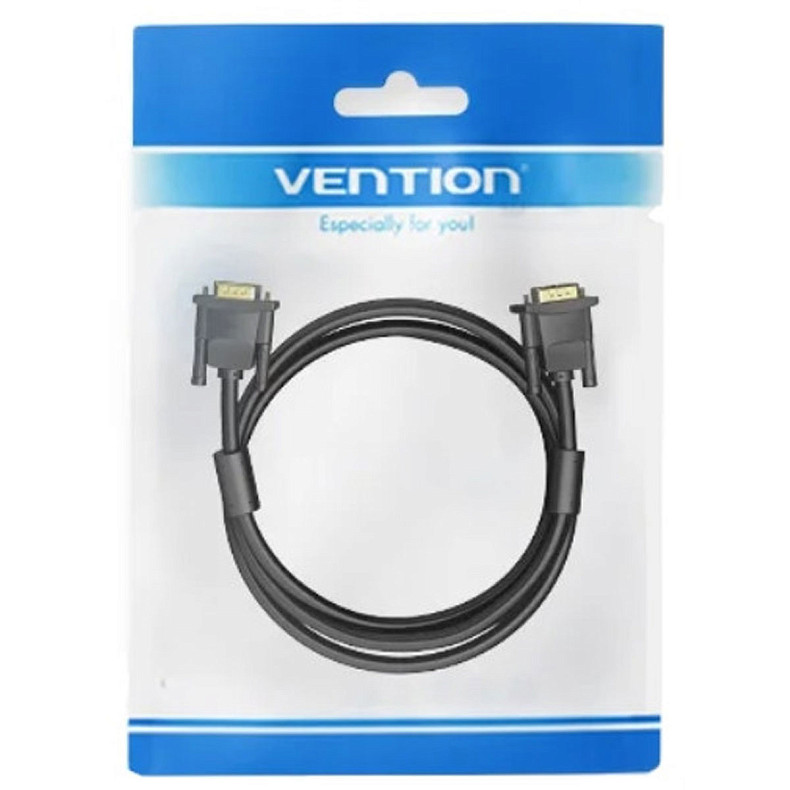 Кабель VGA 15M-15M, 2.0 м, с ферритами, черный Vention