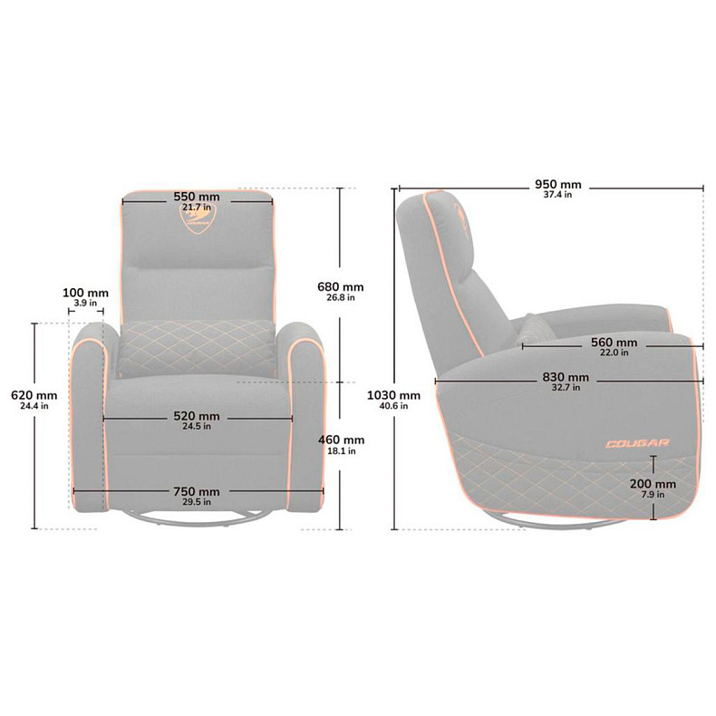 Комп'ютерне крісло для геймера Cougar Fidom Gray