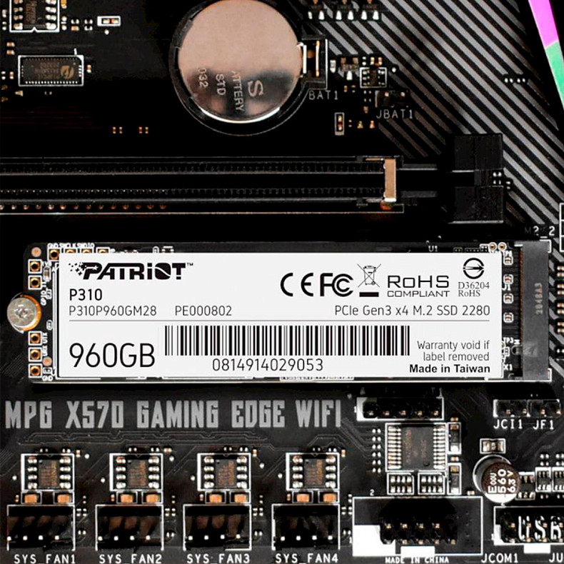 SSD диск Patriot P310 M.2 2280 PCIe NVMe 3.0 x4 TLC (P310P960GM28) 960GB