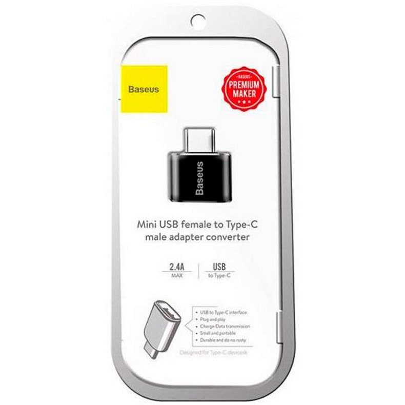 Адаптер Baseus USB Female To Type-C Male Adapter Converter Black