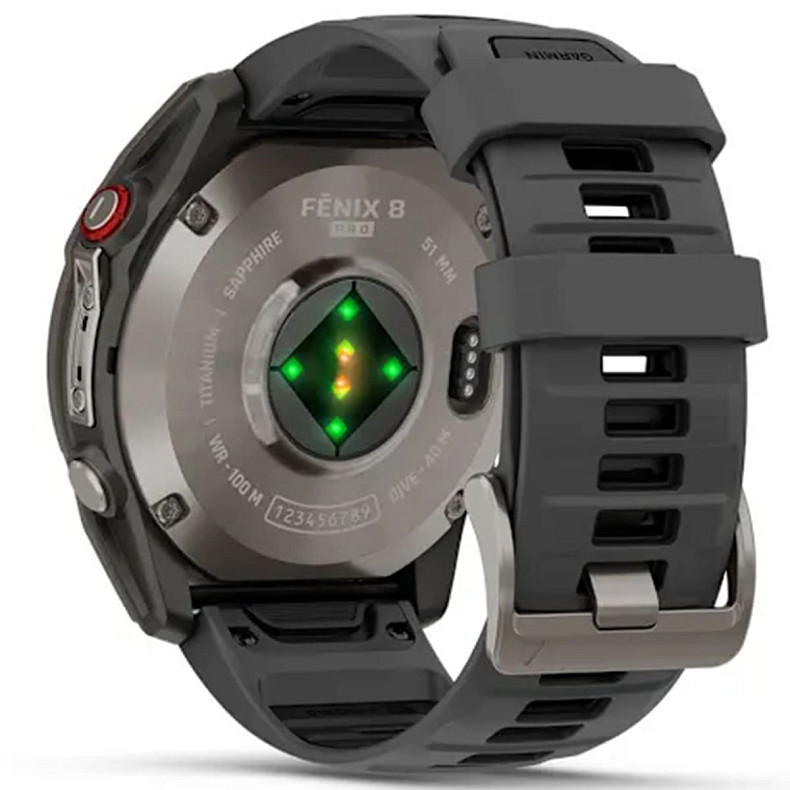 Спортивные часы GARMIN Fenix 8 Pro 51 mm AMOLED Sapphire Titanium with Graphite/Black Silicone Band (010-03199-10)