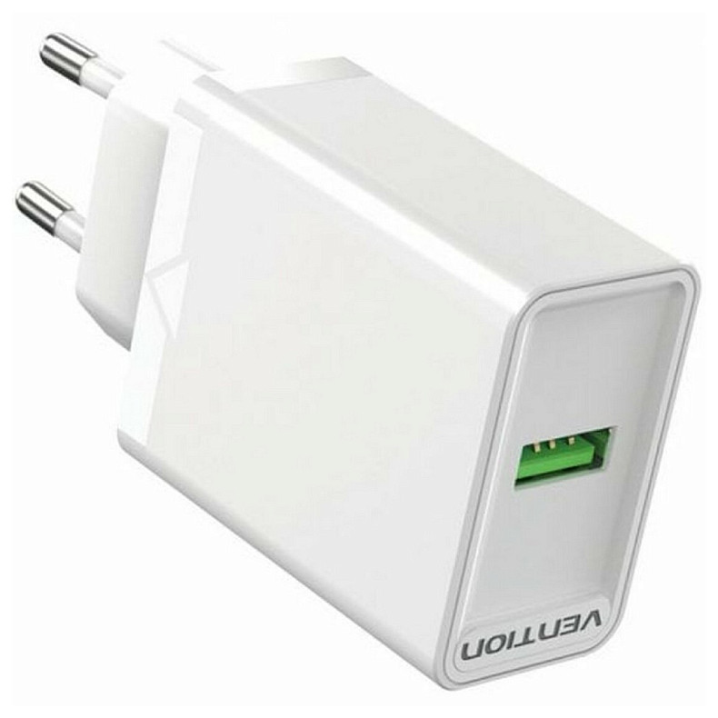 Зарядний пристрій Vention 1xUSB 18W (USB-A) QC3.0 white