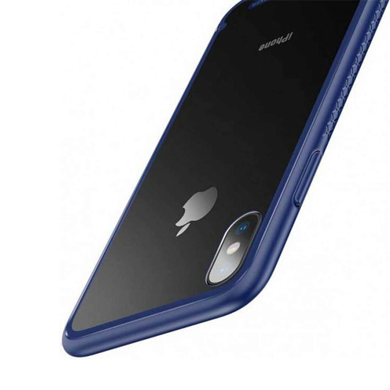 Чохол Baseus See-Through Glass Protective Case For iPhone X/X Blue (WIAPIPHX-YS03)