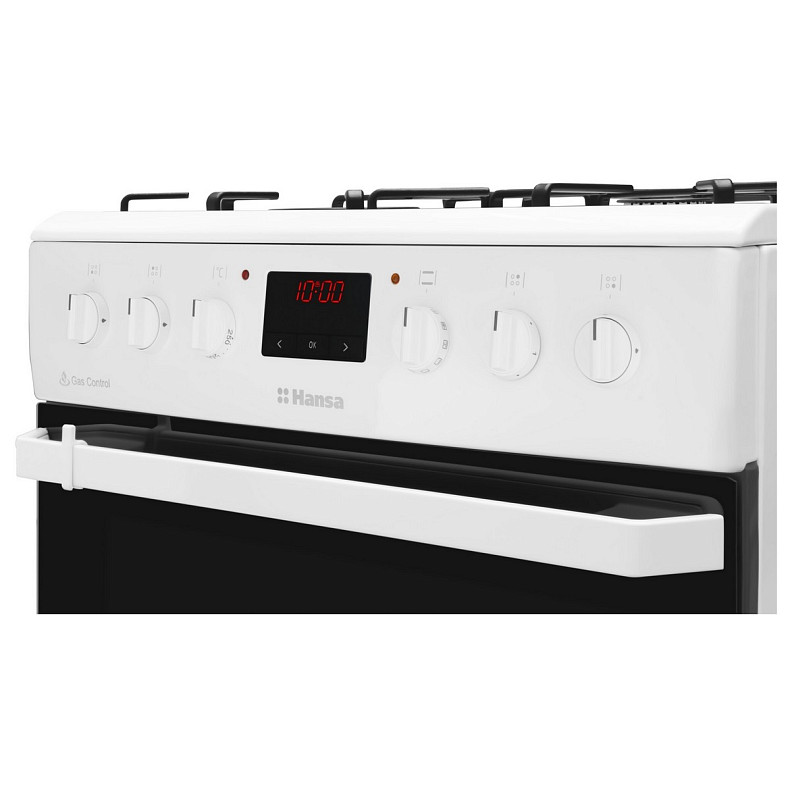 Плита Hansa з комбі. вар. поверхнею, 60х60см, 62л, емаль, газ контр., дисплей, білий