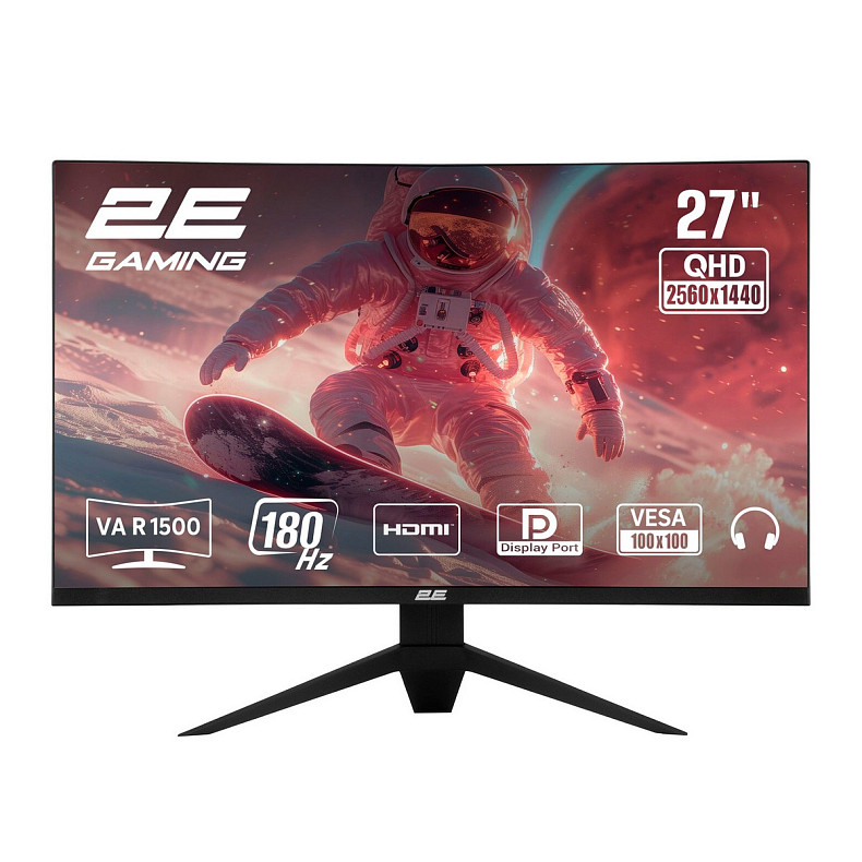 Монитор 2E GAMING 27" G2725BV HDMI, DP, VA, 2560x1440, 180Hz, 1ms, CURVED, FreeSync