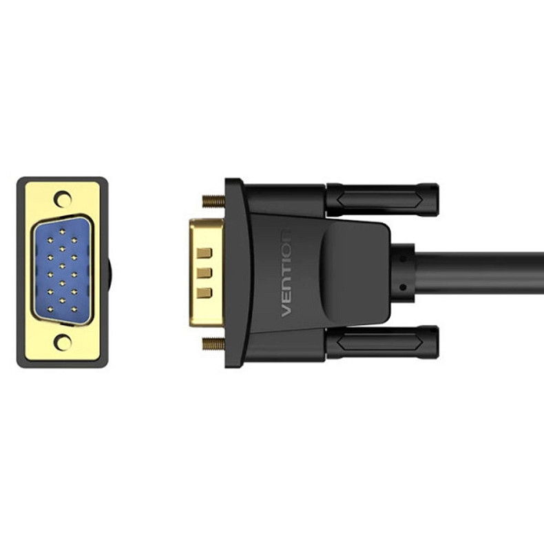 Кабель VGA 15M-15M, 2.0 м, с ферритами, черный Vention