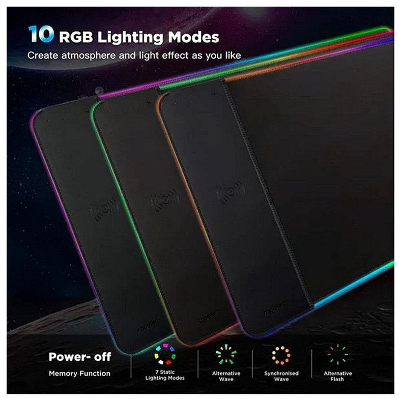 Килимок для миші з зарядним бездротовим пристроєм Choetech (T543-F) RGB Illuminated 15W Wireless C