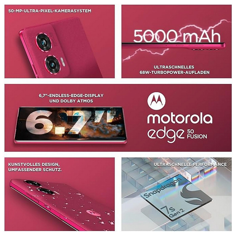 Смартфон Motorola Moto Edge 50 Fusion 12/512GB Hot Pink (PB3T0063UA)