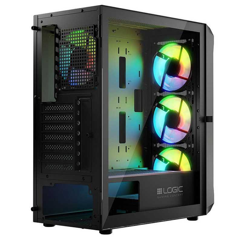 Корпус LogicConcept PORTOS MESH+GLASS ARGB fans 4x120mm BLACK без БЖ ATX