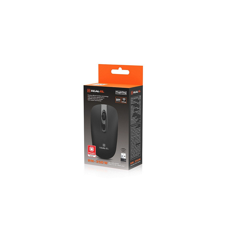 Мышь беспроводная REAL-EL RM-350W Black