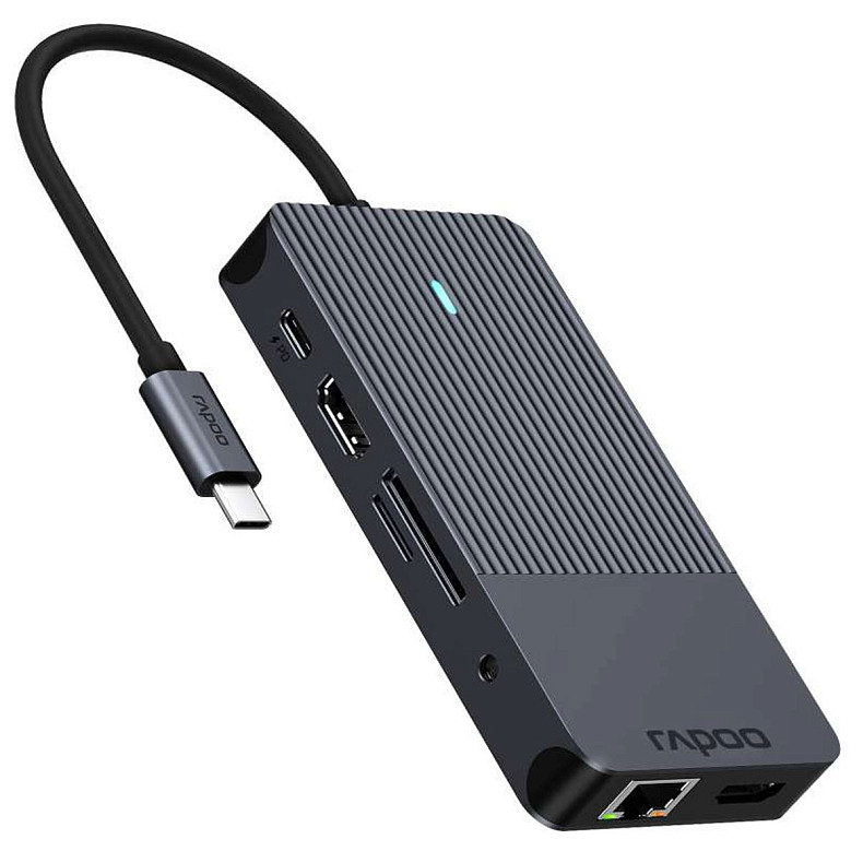 USB-C хаб RAPOO UCM-2004, 8 в 1, черный