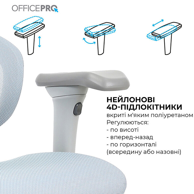 Крісло офісне OfficePro Elite OC950GLB Gray/Light Blue