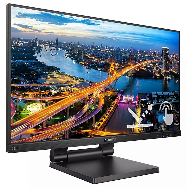 Монитор 21.5" Philips 222B1TC, сенсорный (10 касаний), IPS, VGA, HDMI, DP, USB-Hub, HAS, колонки, черный