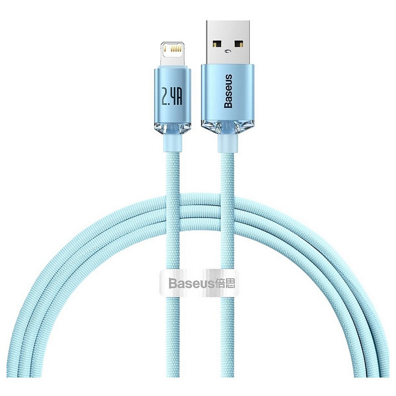 Кабель Baseus Crystal Shine USB - Lightning, 2.4A, 2м Sky Blue (CAJY001203)