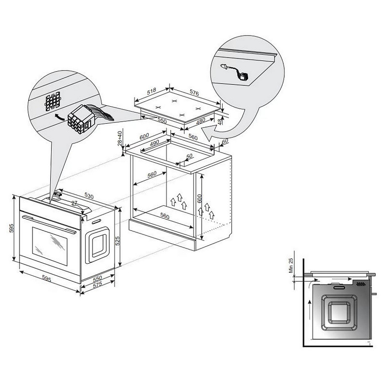 Духовка электр. Hansa, 60см, 65л, A, гриль, емаль легкого очищення, диспл., чорний
