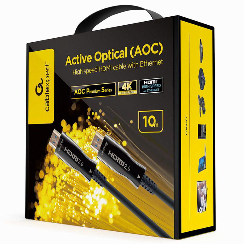 Кабель оптический (AOC) HDMI V.2.0, 4К 60Гц, позолоченные коннекторы, 10 м