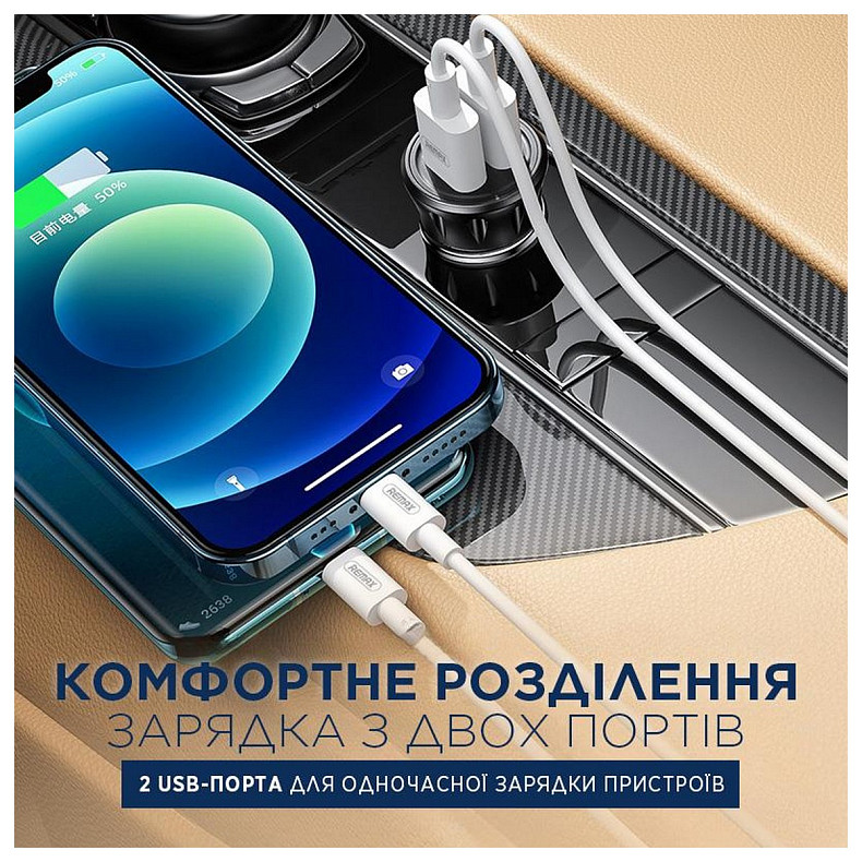 Автомобільний зарядний пристрій Remax Vanguard Series 2xUSB 2.4A Black (RCC-236)