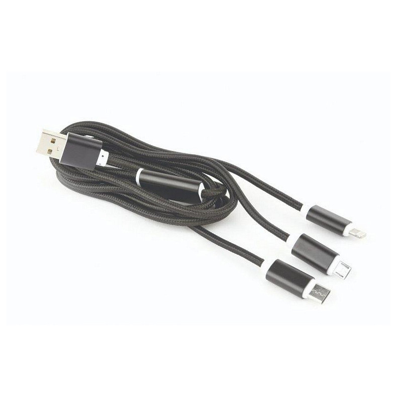 Кабель Cablexpert (CC-USB2-AM31-1M) USB BM - Lightning/MicroUSB/USB-C, 1м, чорний