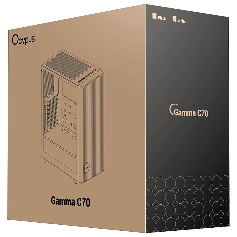 Корпус Ocypus GAMMA C70 W/O PSU, BK ATX (GAMMA-C70-BKG000XX-GL)