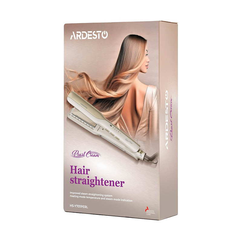 Випрямляч Ardesto Pearl Cream, 50Вт, 140-230C, кераміка, з функцією подачі пару, бежевий