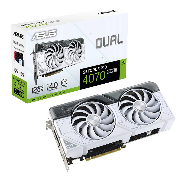 Видеокарта ASUS GeForce RTX 4070 SUPER 12GB GDDR6X DUAL-RTX4070S-12G-WHITE