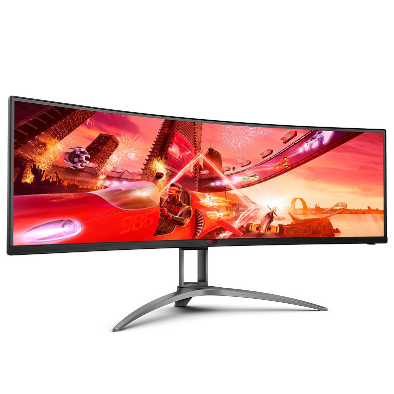 Монитор 49" AOC AG493UCX2, VA, 5120x1440, 165Гц, изгн., HDMIx3, DP, USB-C, USB-hub, HAS, цв, черный