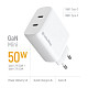 Зарядний пристрій ColorWay GaN Mini 50W PD Port PPS USB (Type-C PD 30W + Type-C PD 20W) Wh