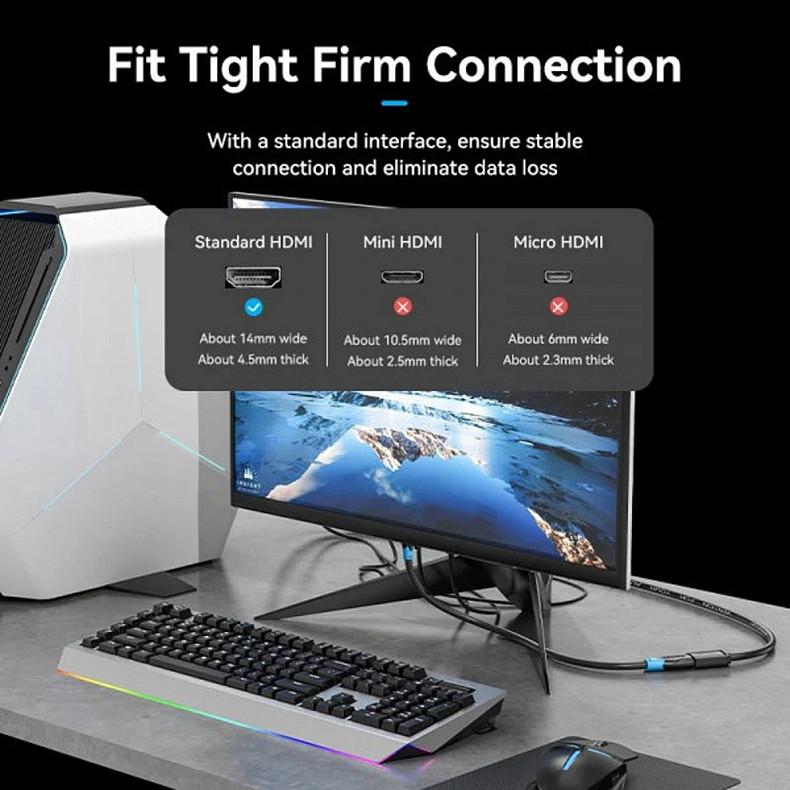 Кабель HDMI M-F (удлинитель), 5.0 м, V2.0, 4K 60Hz PVC Vention