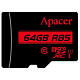 Карта памяти APACER 64G MicroSDHXCB UHS-I Class 10 + SD adapter (AP64GMCSX10U5-R)
