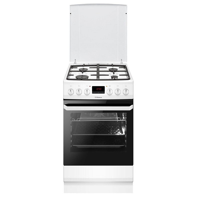 Плита Hansa комбінована, 50х60см, 62л, чавун, газ контр., дисплей, білий