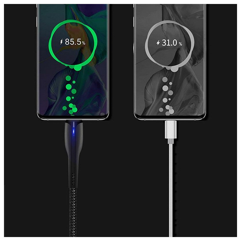 Кабель ColorWay USB-Type-C, 2.4А, 1м, PVC+Led, Black (CW-CBUC034-BK)