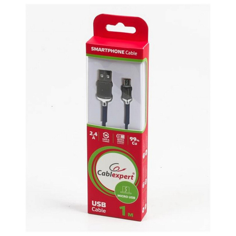 Кабель Cablexpert (CCPB-M-USB-07B) USB 2.0 A - microUSB, преміум, 1м, синій