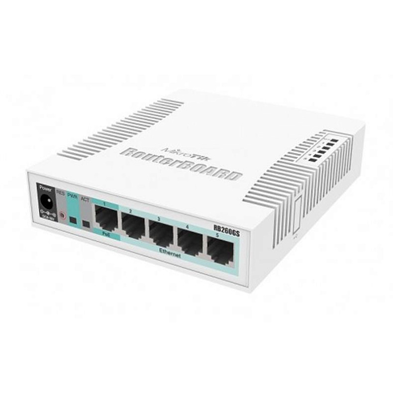 Комутатор MikroTik CSS106-1G-4P-1S (5x1Gb, 1x SFP, Passive PoE out на 2-5 портах)