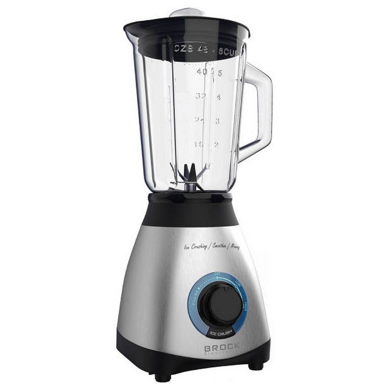 Блендер BROCK BL 1502 SS стаціонарний 500Вт/ скляна чаша 1,5л/ PULSE/ 2 швидк./дроблення льоду/метал