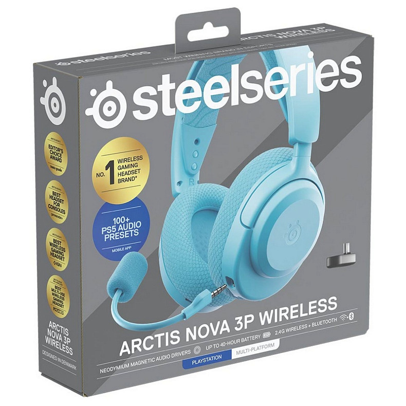 Игровая гарнитура SteelSeries Arctis Nova 3P Wireless MultiPlatform Aqua (61688)