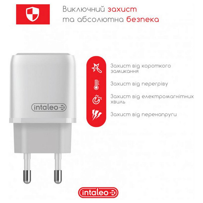 Мережевий зарядний пристрій Intaleo TCGQPD120T (1USBx3A) White (1283126509988) + кабель USB Type C