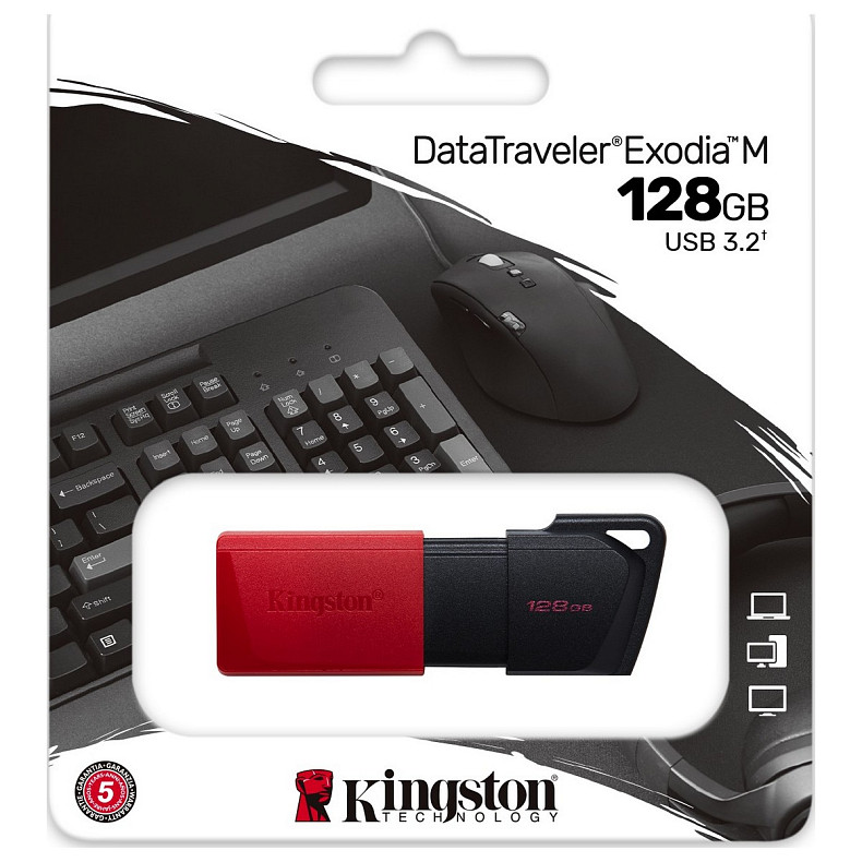 Флеш-накопитель USB3.2 128GB Kingston DataTraveler Exodia M Black/Red (DTXM/128GB)