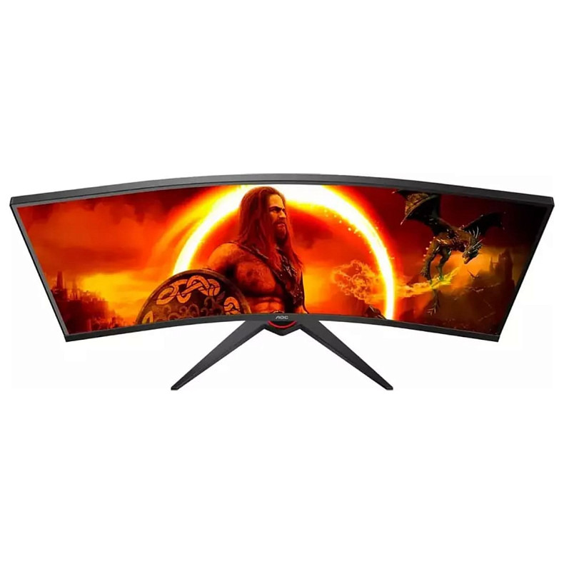 Монітор 34" AOC CU34G2XE, WQHD, VA, 144Гц, 1мс, вигнутий, DP, HDMI, колонки, чорний з червоним