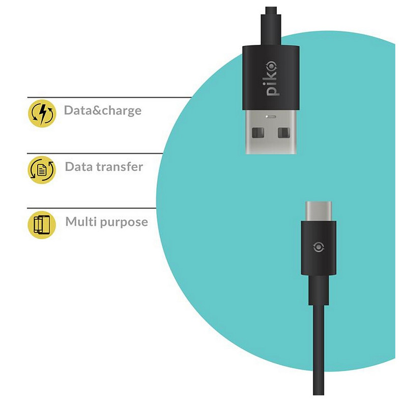 Кабель Piko CB-UT12 USB-USB Type-C 2м Black (1283126493850)