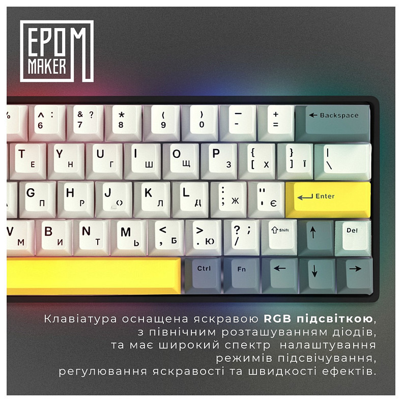 Клавиатура Epomaker EP64 60% Mulan Switch Hot-Swap (2.4G/BT/USB) RGB UA Black (EP64-B-M