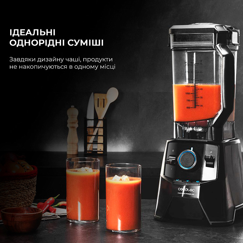 Блендер стаціонарний Cecotec Power Titanium 2600MAX Pro Black