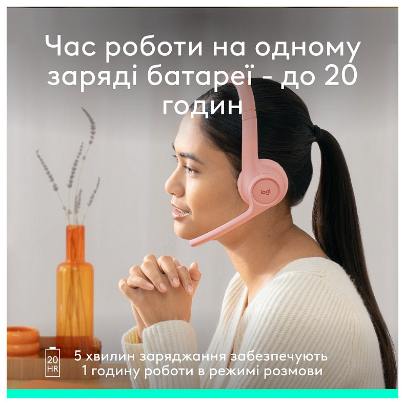 Наушники Logitech Zone 300 Wireless Rose (981-001412)