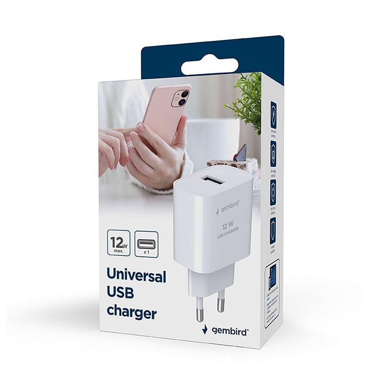 Зарядний пристрій Gembird (1USBх2.4A) Black (TA-UC-1A12-01-BK)
