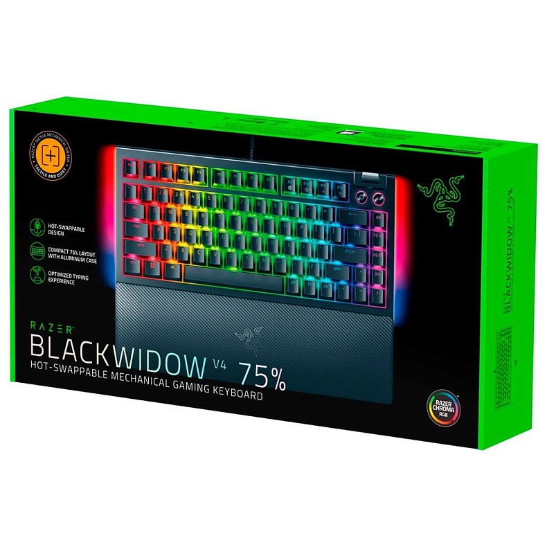Клавиатура механическая RAZER BlackWidow V4 75%, Black (RZ03-05000100-R3M1)